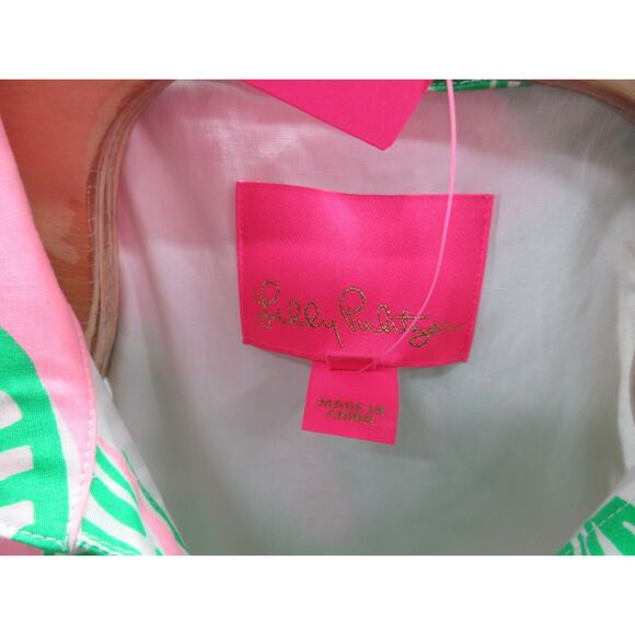 NWT Lilly Pulitzer Trisha Shirt Dress Who Let The Fronds Out Mandevilla Pink 0 - Picture 3 of 16